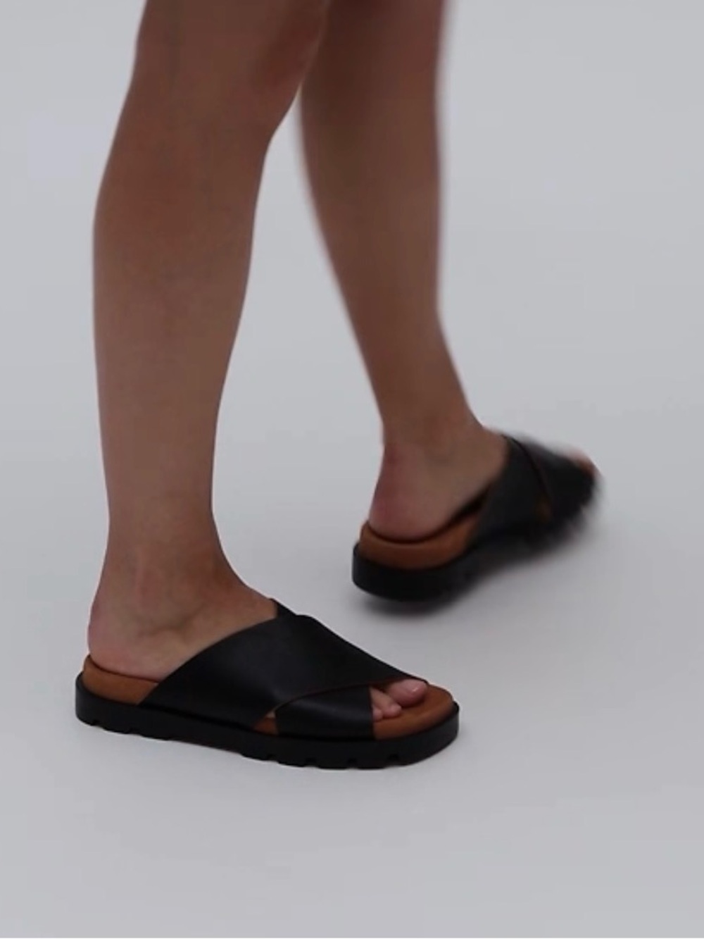 CAMPER NWOB Brutus Black Leather Cross-strap Sandal